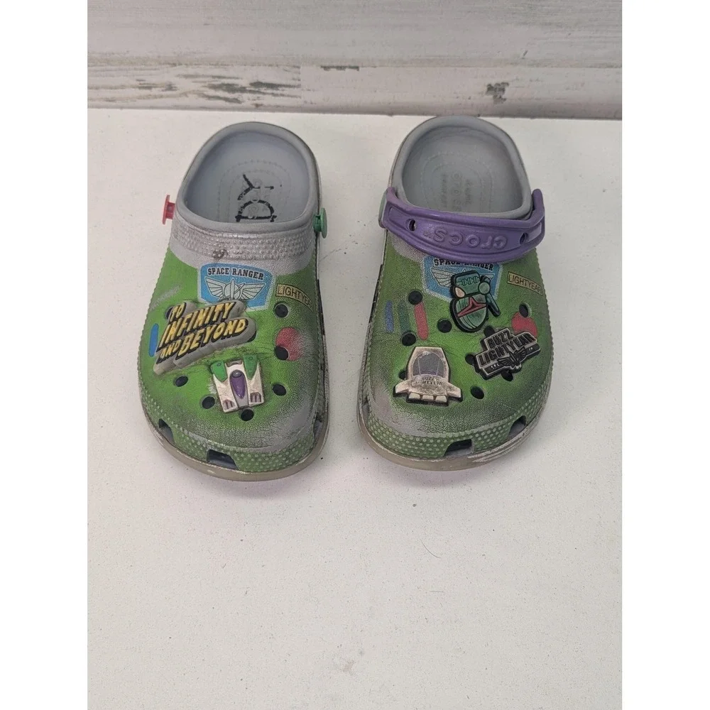 Crocs Clogs Kids Size 13 Green Buzz Lightyear Toy Story‎ Disney Slip On